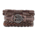 Set 3 Brățări Inedite cu Arborele Vieții si piele sintetica maro– Stil și Protecție