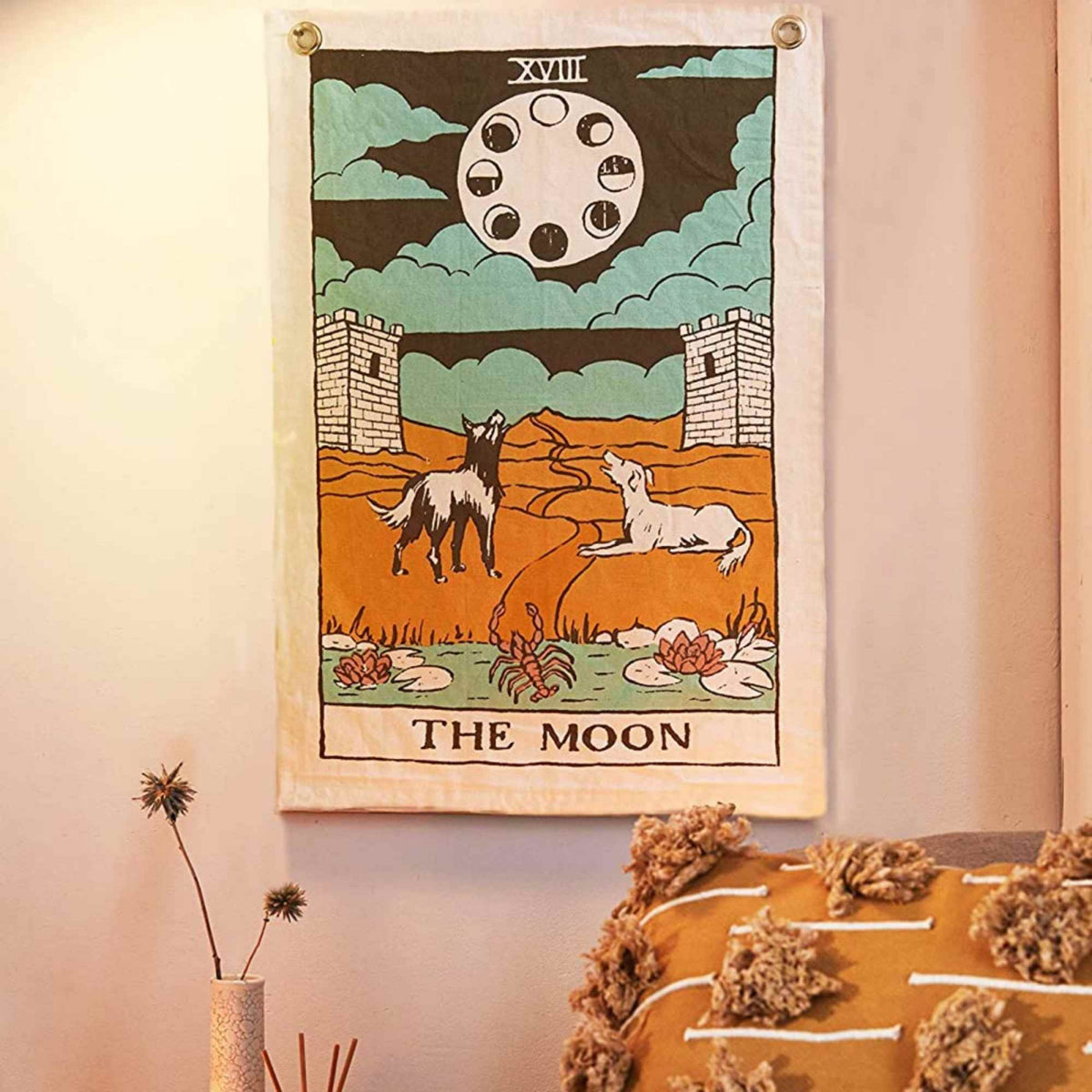 Set 3 Tapiserii cu semne spirituale, soare, luna, stea, – Pentru yoga, meditatie, decorarea camerei