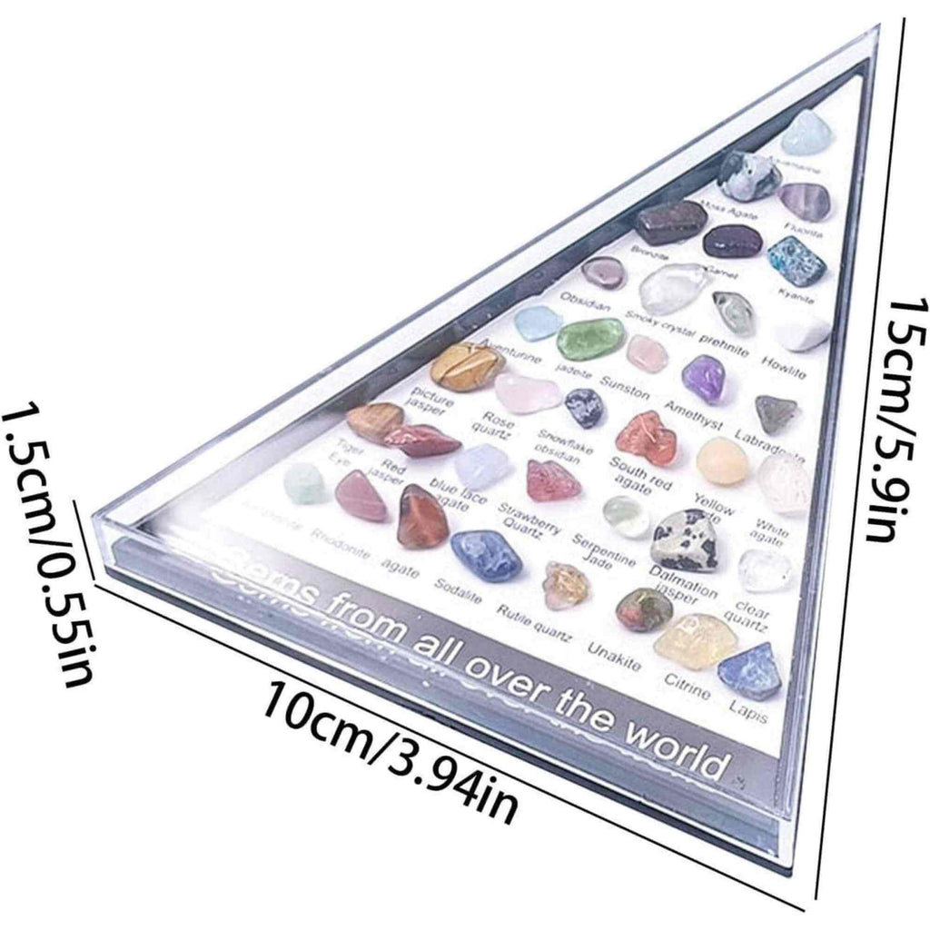 Mini Set 36 de cristale si pietre semipretioase de colectie din intreaga lume – cadou educational pentru copii, geologie, pietre minerale