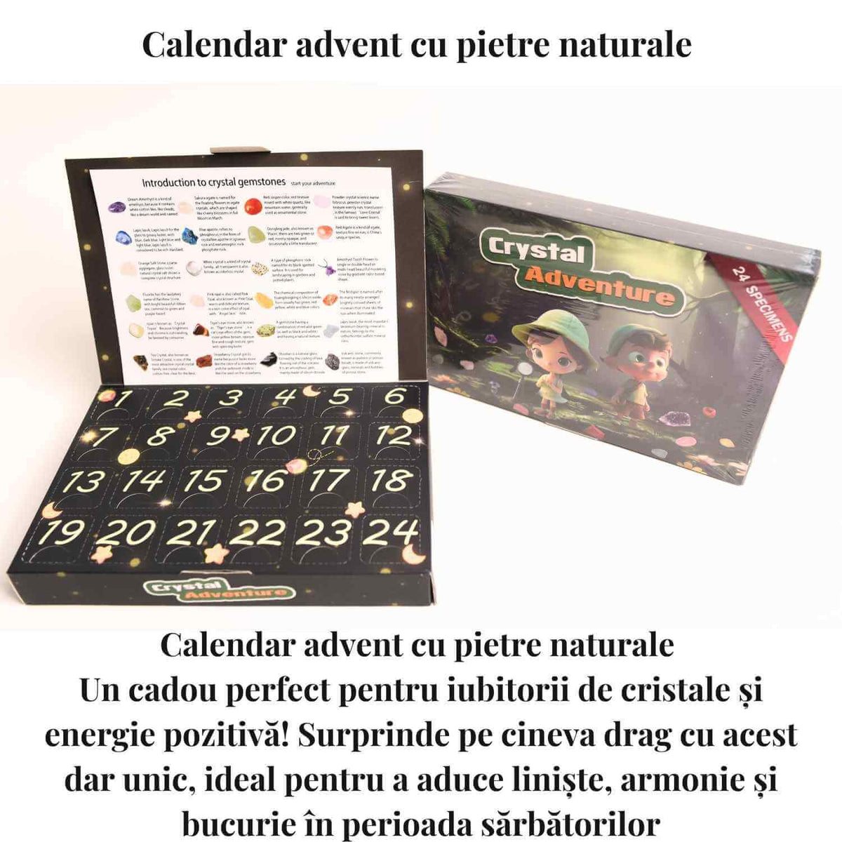 Calendar Advent cu Pietre Naturale tematica Aventura – Bucurie si Magie intr-un set