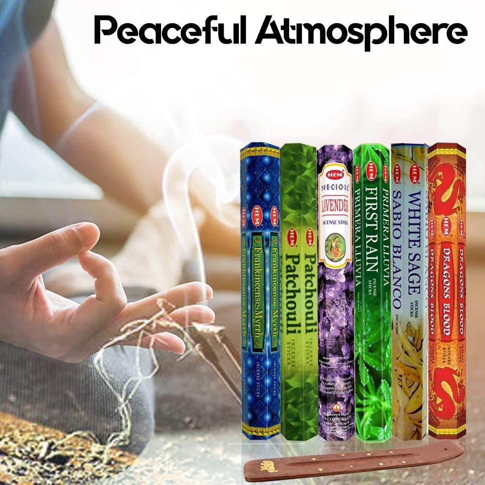 Set 6 pachete mix betisoare parfumate cu cele mai apreciate 6 parfumuri HEM + suport pentru betisoare