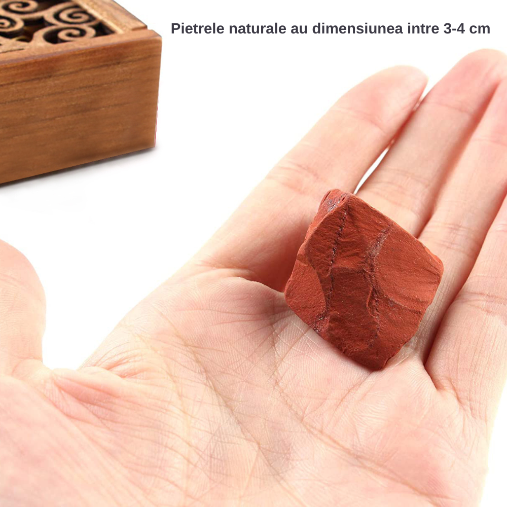 Set 8 pietre semipretioase chakra in cutie de lemn - Cristale reiki de vindecare din piatre naturale brute pentru meditatie, echilibrarea chakrelor sau ritualuri magice