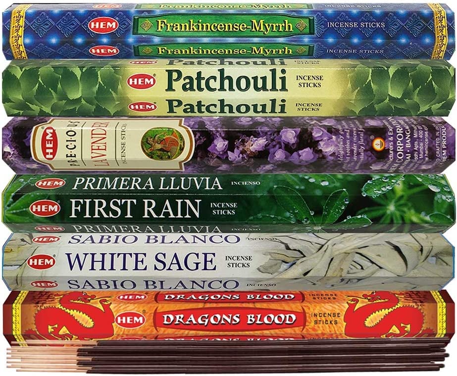 Set 6 pachete mix betisoare parfumate cu cele mai apreciate 6 parfumuri HEM + suport pentru betisoare