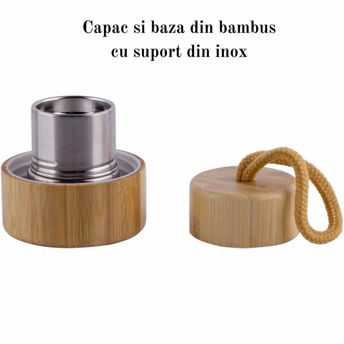 Sticla pentru apa cu varf cristal Labradorit si Bambus
