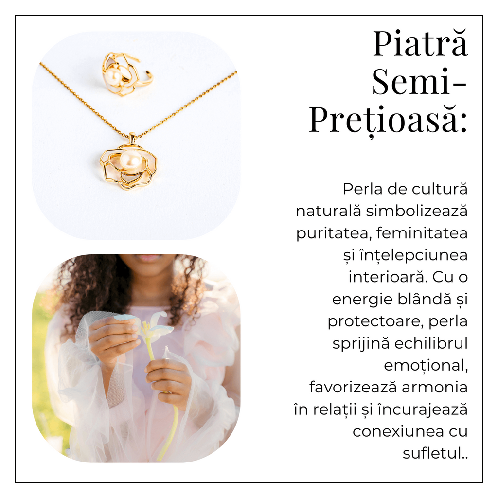 Bijuterie inspirata de natura – Inel floare de camelie cu perla si scoica