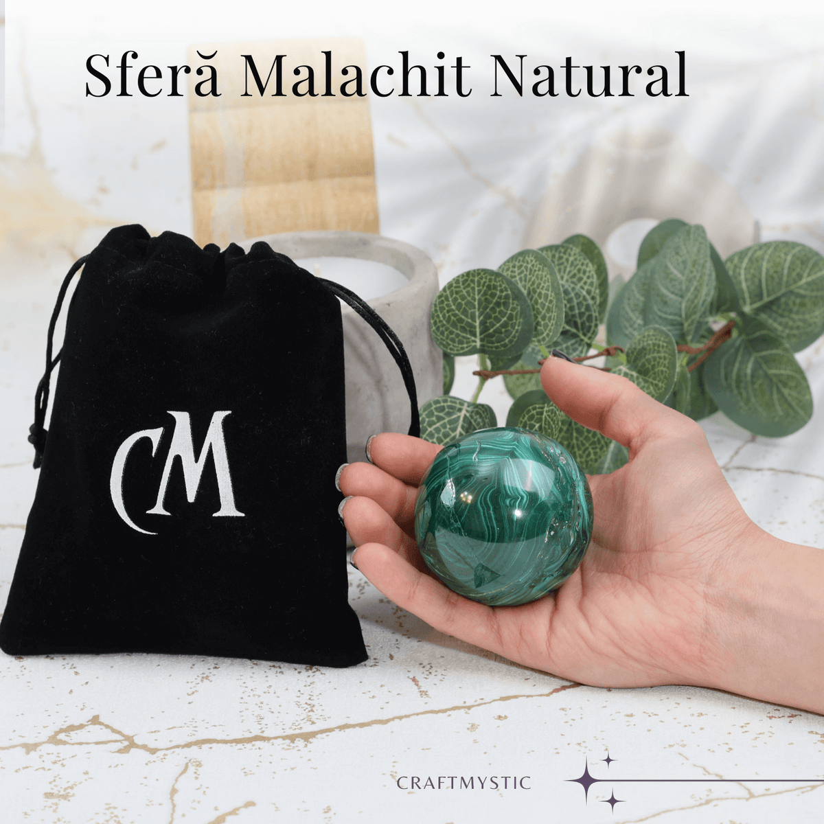 Sfera Malachit natural 50-55 mm 300-350 g
