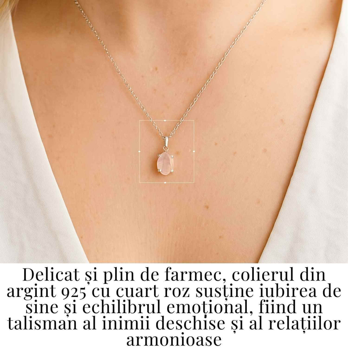 Iubire si Echilibru Emotional – Colier Cuart Roz Argint 925