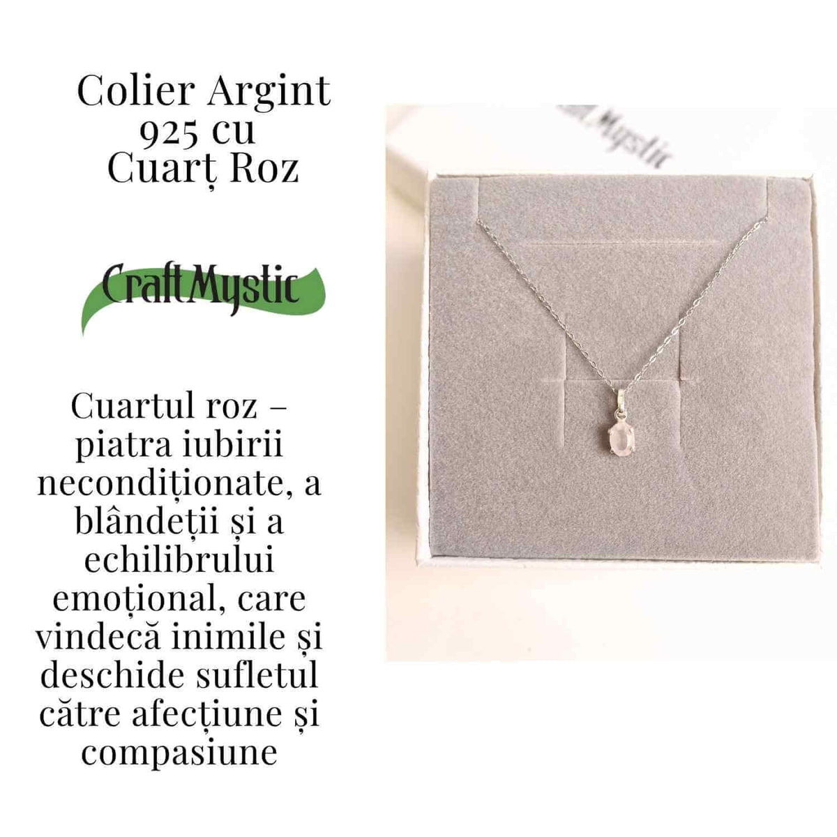 Iubire si Echilibru Emotional – Colier Cuart Roz Argint 925