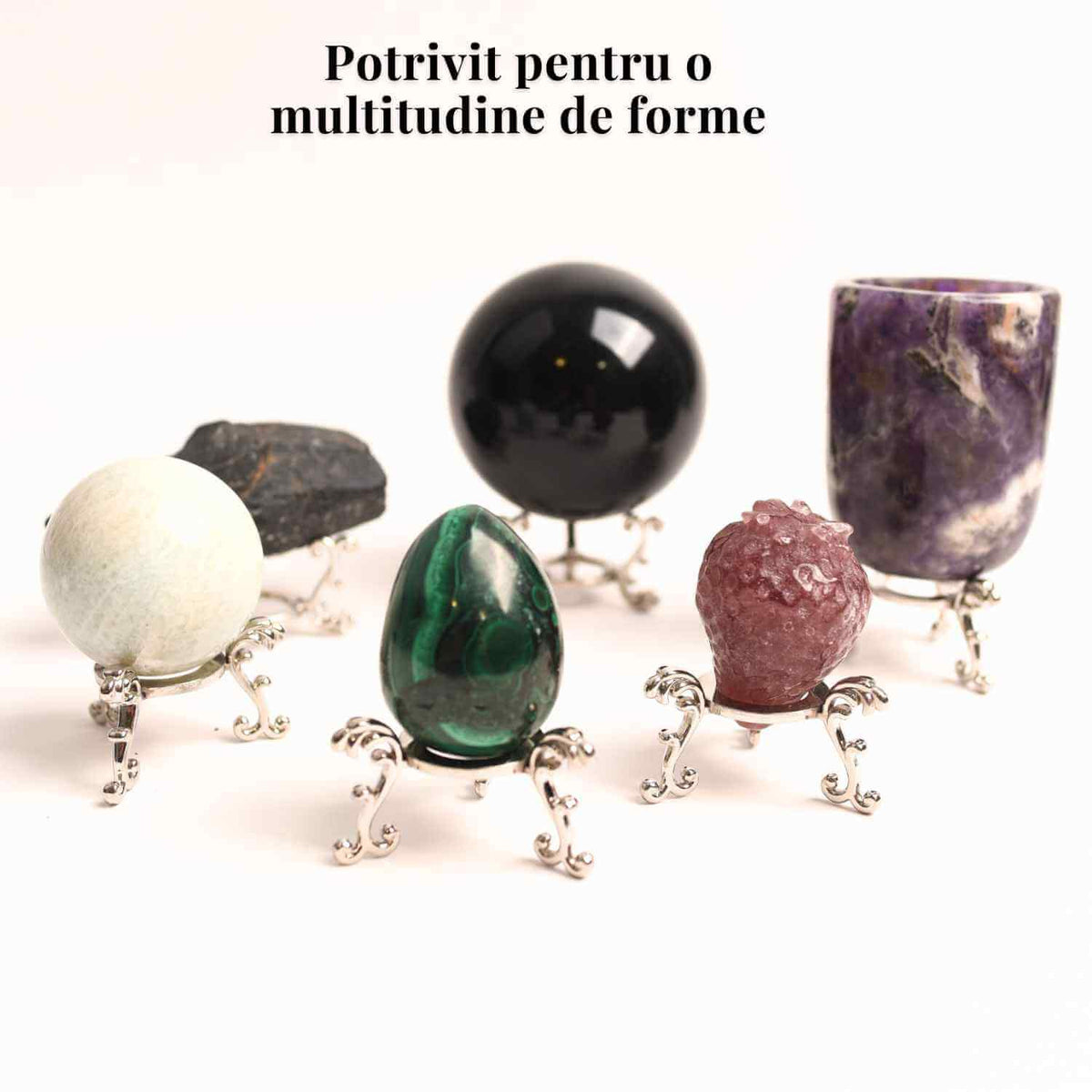 Suport Metalic pentru Sfere, Oua, Pietre – Design Dublu Elegant