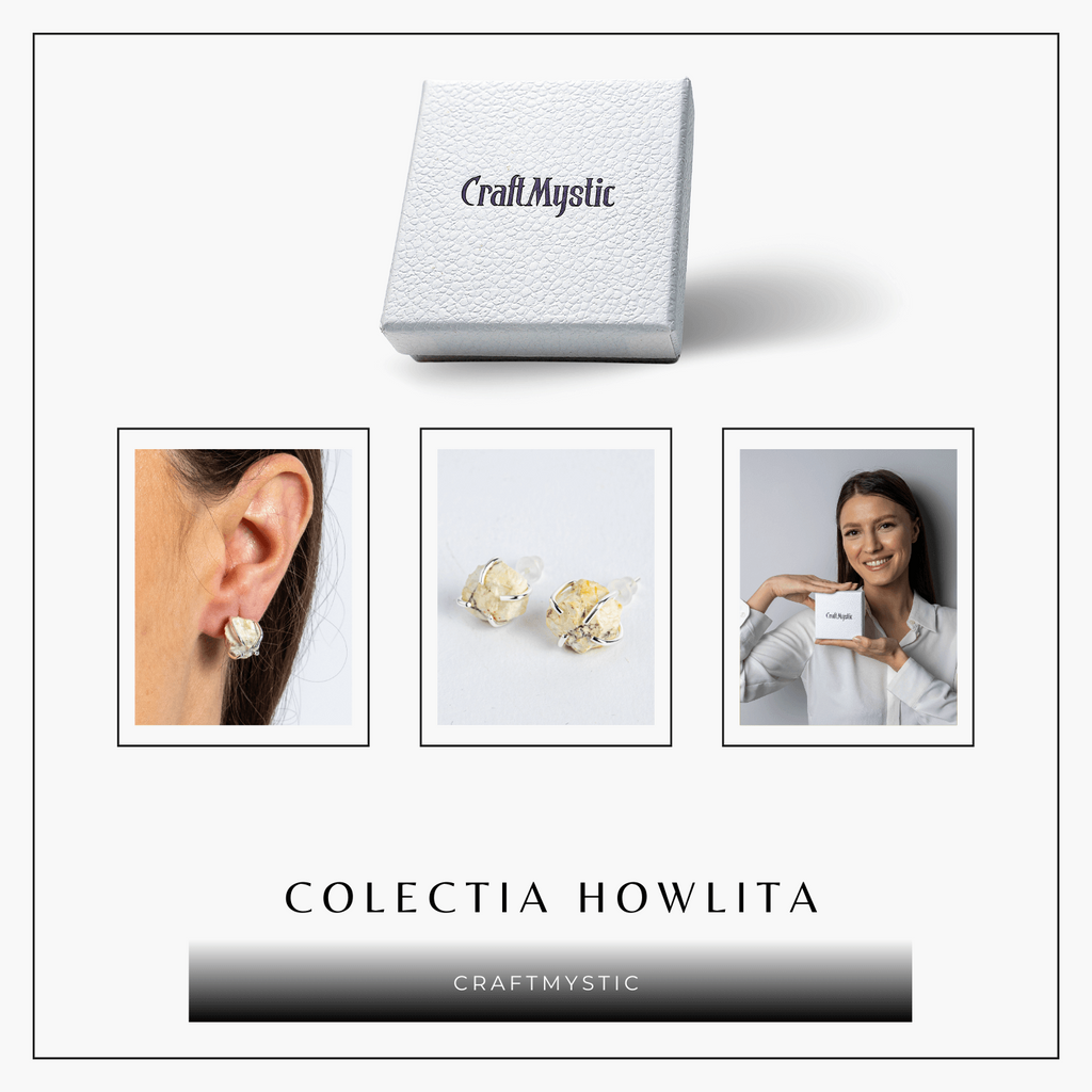 Cercei argintii cu piatra Howlita – Minimalism cu energie linistitoare
