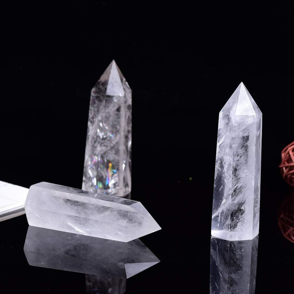 Turn de cristal semipretios vindecator hexagonal Cuart transparent - Obelisc cu inaltimea de 10 cm