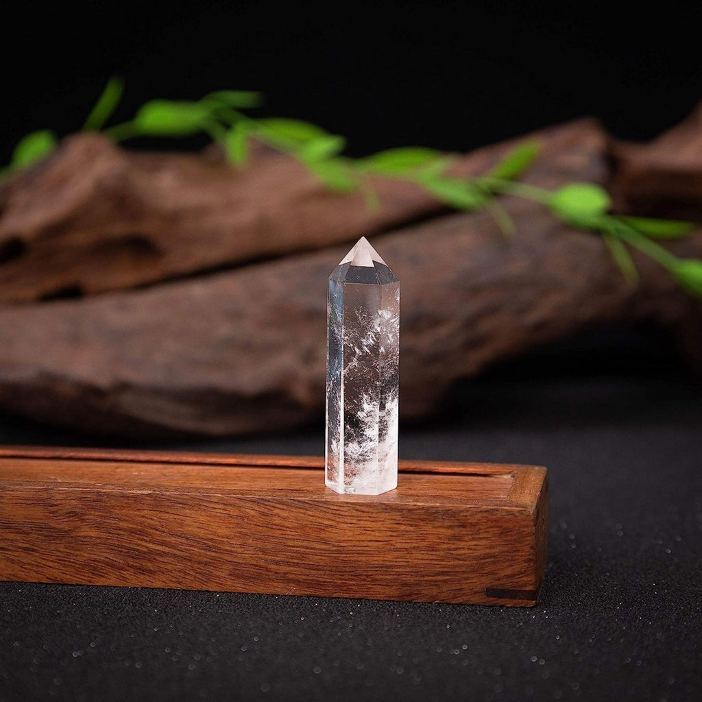 Turn de cristal semipretios vindecator hexagonal Cuart transparent - Obelisc cu inaltimea de 10 cm