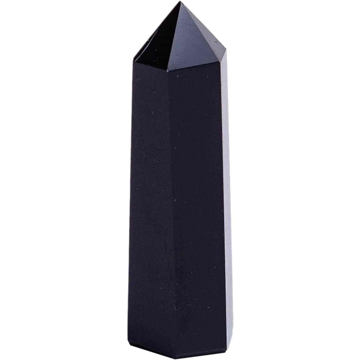 Turn de 10-11 cm din cristal semipretios vindecator hexagonal Obsidian - Obelisc pentru meditatie