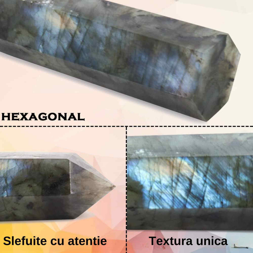 Bagheta din cristal natural de labradorit 10-11 cm