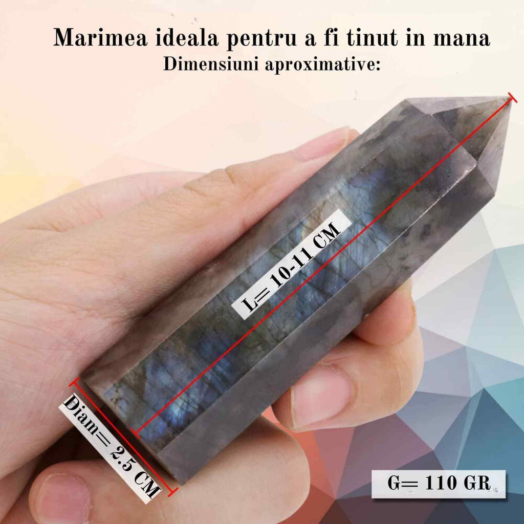 Bagheta din cristal natural de labradorit 10-11 cm