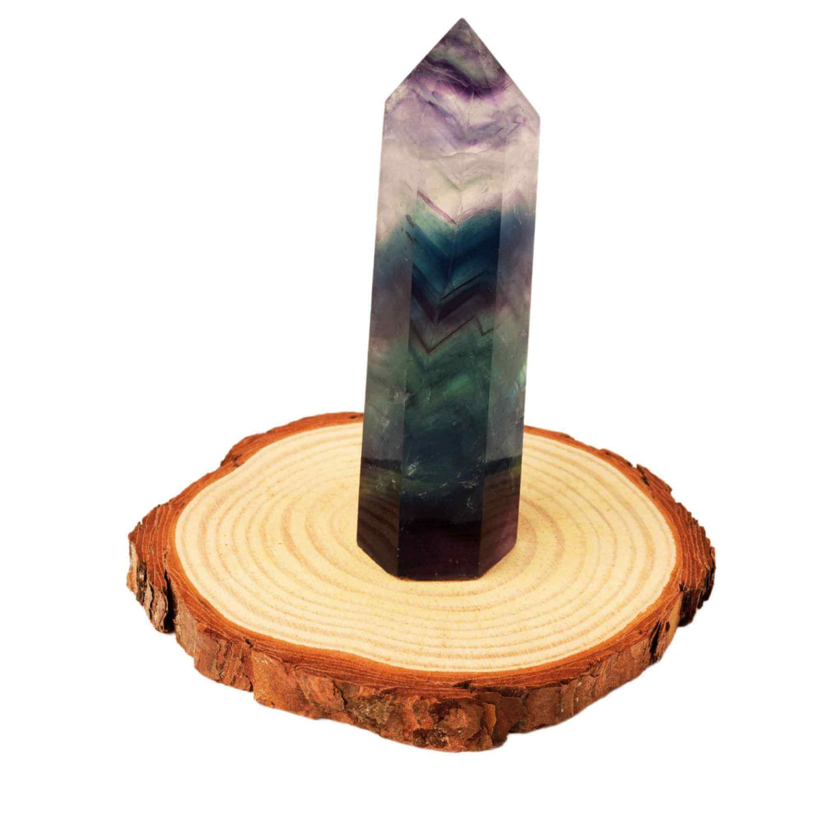 Turn din cristal natural Fluorit Curcubeu 9-10 cm: Adauga un strop de culoare si energie in viata ta