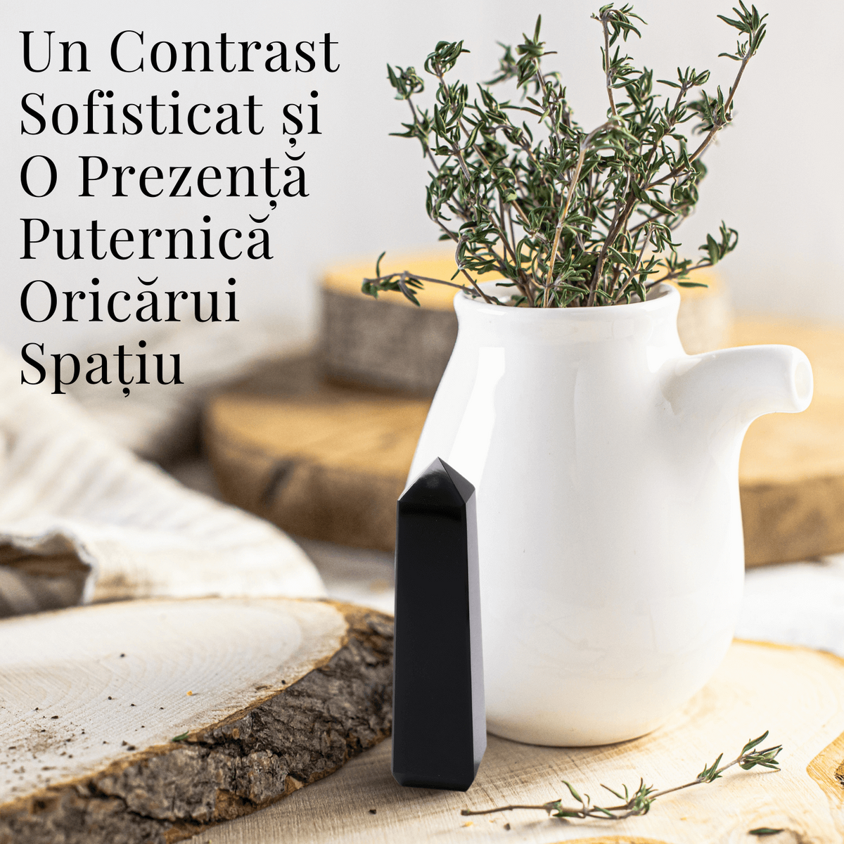 Varf din Obsidian Natural cu 4 Fatete, 10-11 cm