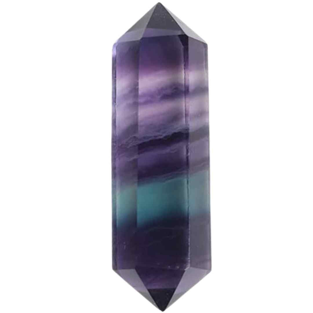 Obelisc de cristal natural Fluorita dublu varf 9-10 cm Cristalul lustruit pentru concentrare, curatarea energiei si echilibrarea chakrei celui de-al Treilea Ochi